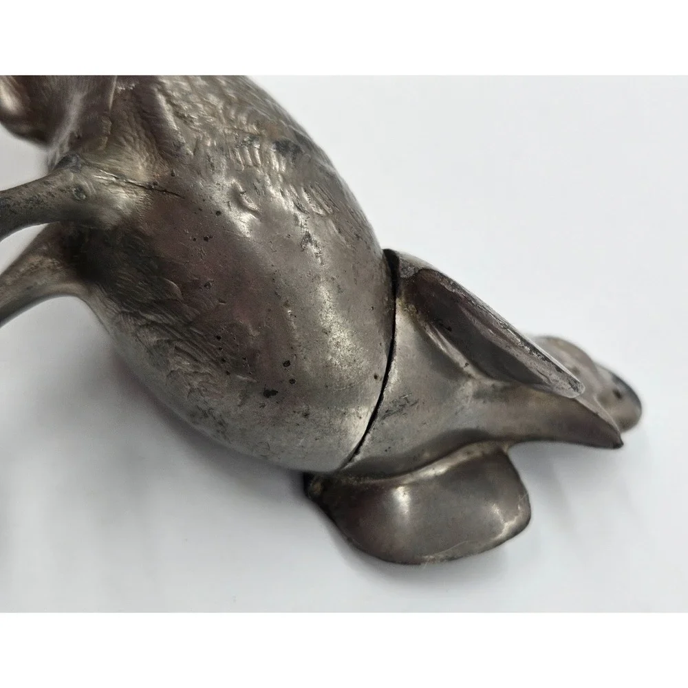 Vintage Metal Pheasant Made in USA 430 Silver Tone Bird Figurine